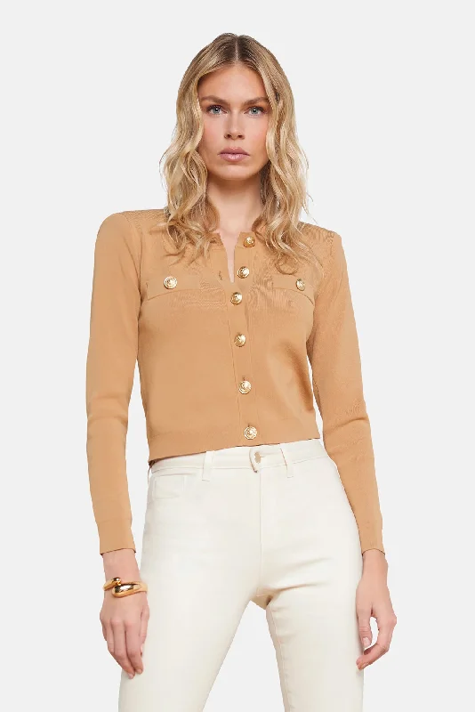 Toulouse Cardigan Soft Camel Bold Women's Animal Print