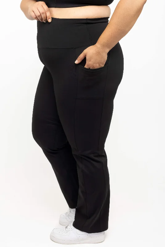 Pocket Straight Leggings - Black Sporty Women's Tennis