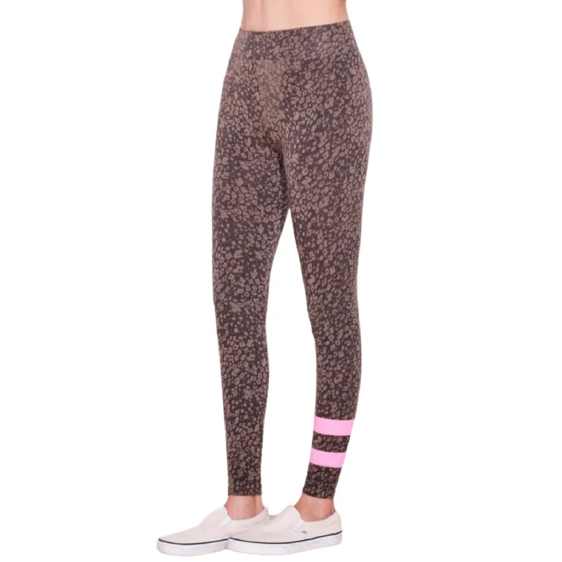 Women's Stripe Floral Yoga Pants In Teddy Brown Floral garde