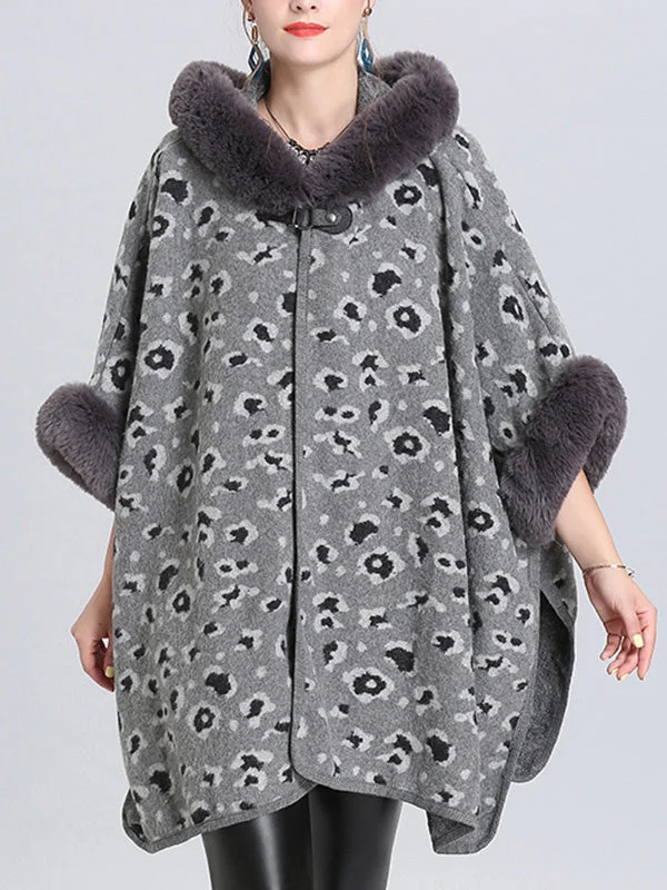 My Favorite Flutter Fluffy Neck Plus Size Cape Cardigan Stylish Women's Neon