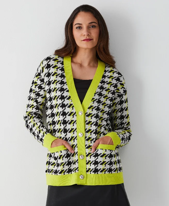 Houndstooth Relaxed Cardigan Refined Women's Classic 