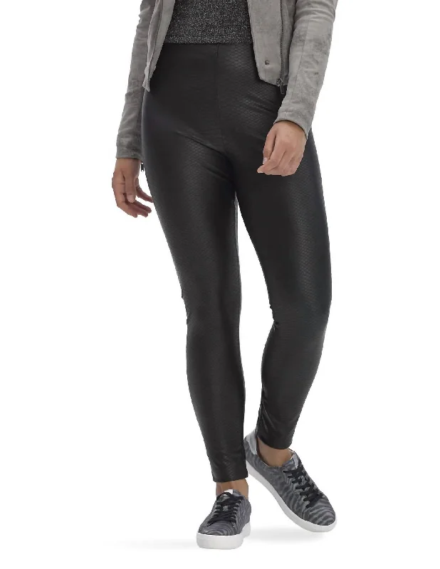 Croco Leatherette High Rise Leggings In Black Confident Women's High - fashion