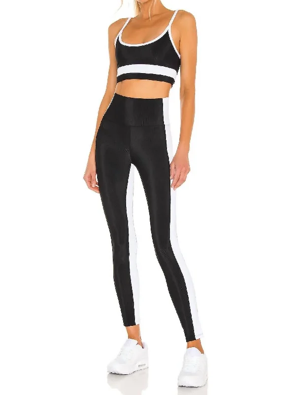 Colorblock Leggings In Black/white Trendy Women's 