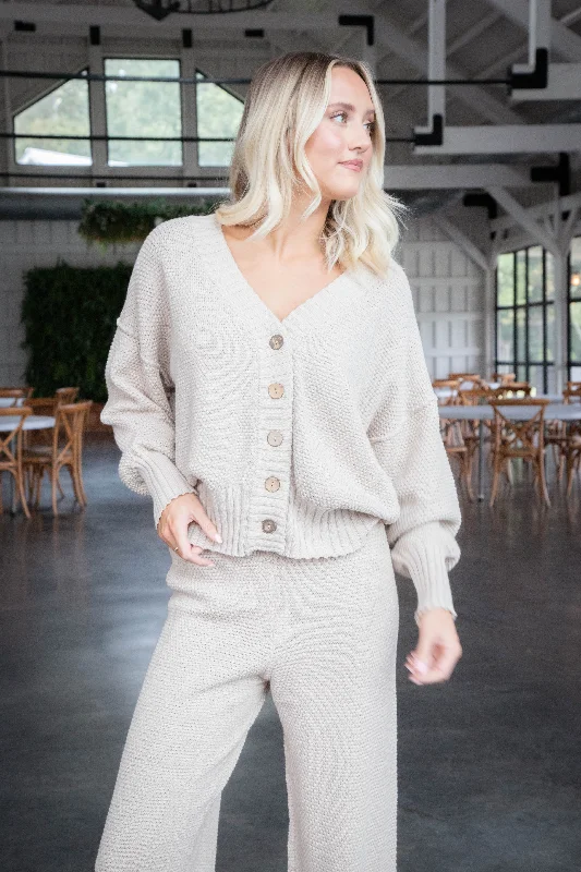 Milena Waffle Knit Cardigan, Ecru Traditional Women's 