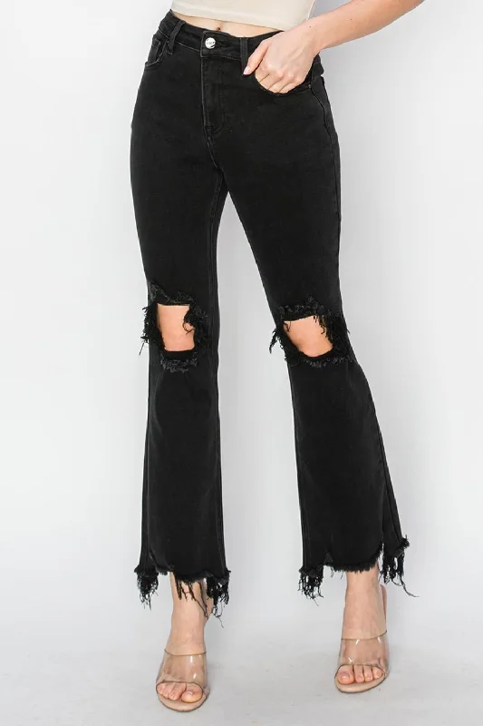 RISEN Full Size Distressed Raw Hem Jeans with Pockets Laid - back Women's Style