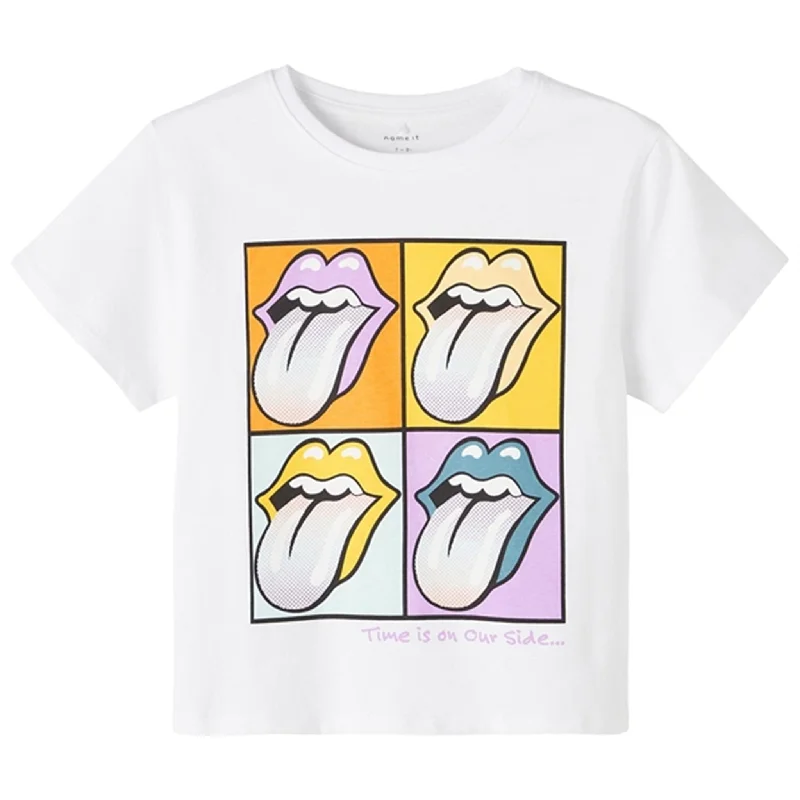 Name it Bright White Mus Rolling Stones T-Shirt Laid - back Women's Style