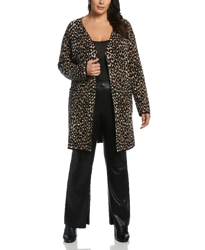 Plus Size Animal Jacquard Pattern Sweater Coatigan garde