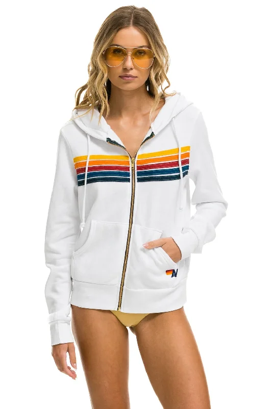 5 STRIPE HOODIE - WHITE Unique Women's Upcycled