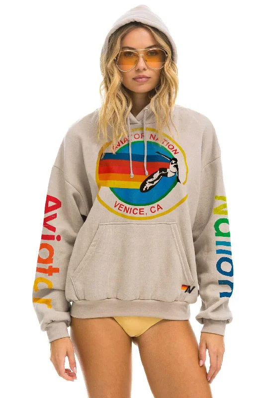 AVIATOR NATION  RELAXED PULLOVER HOODIE - SAND Cozy Women's Sherpa - lined