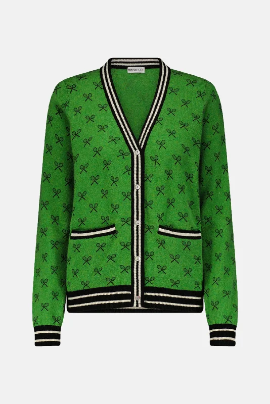 Tennis Club Print Cardigan Golf Green Business