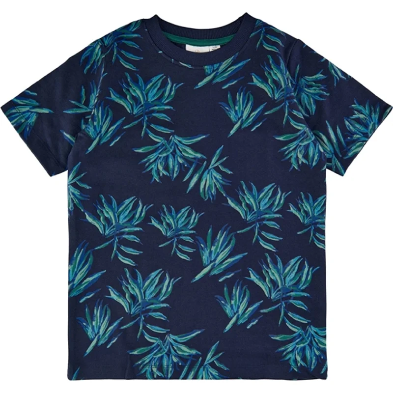THE NEW Navy Blazer Leaf AOP Genuine T-shirt Refined Women's 