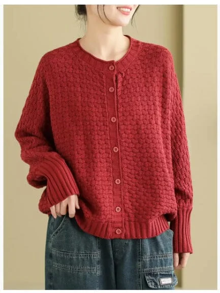 Women Spring Minimalist Casual Cotton Knitted Cardigan Confident Women's Power