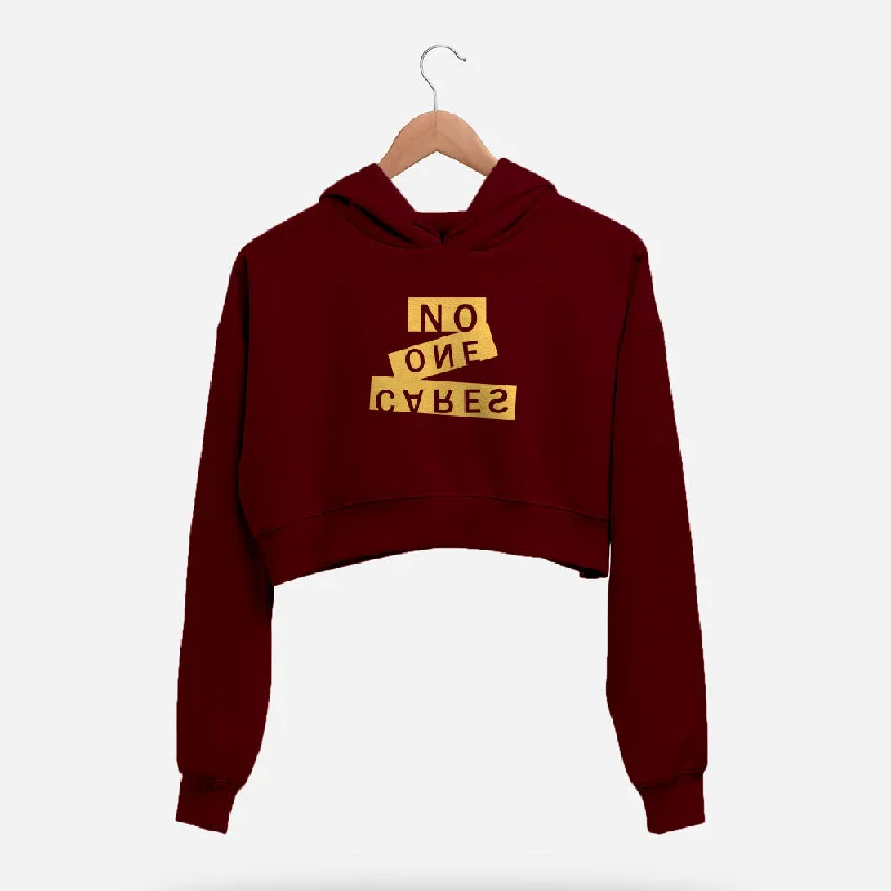 No One Cares Crop Hoodie Stylish Women's Tropical 