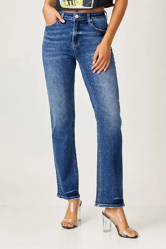 RISEN Mid Rise Slim Straight Jeans Traditional Women's Wool