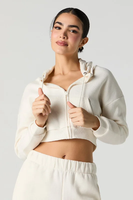 Active Cropped Zip-Up Fleece Hoodie Business