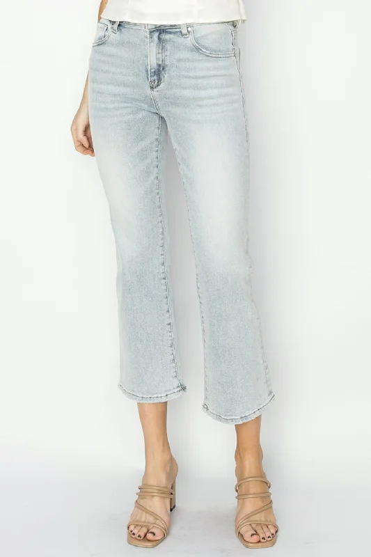 RISEN Full Size Mid Rise Cropped Flare Jeans Cool Women's Skate