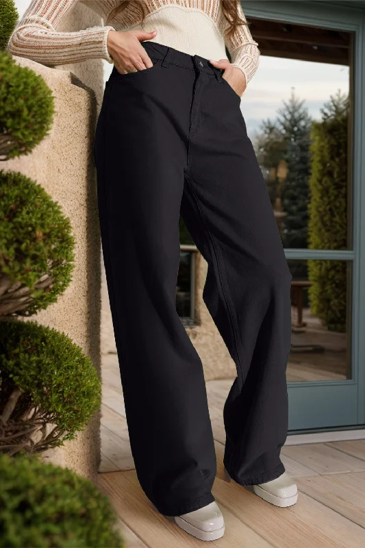 Wide Leg Jeans with Pockets Hip Women's Retro