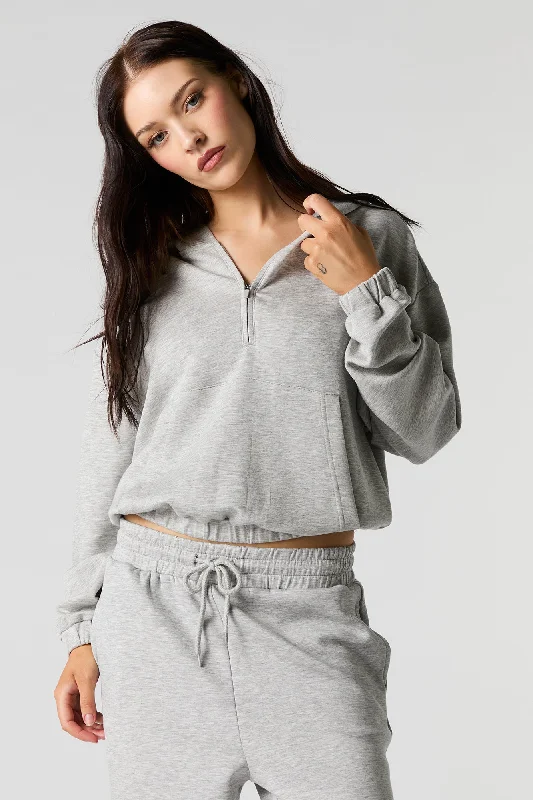 Active Quarter Zip Cinched Fleece Hoodie Dynamic Women's High - energy