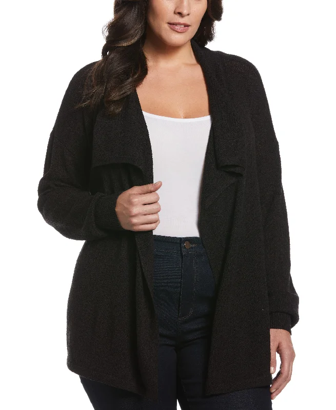 Plus Size Stripe Draped Cardigan Sweater Sharp Women's Italian