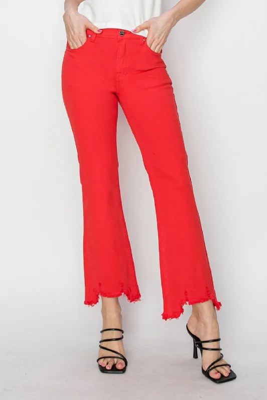 RISEN Raw Hem Bootcut Jeans with Pockets Dapper Women's 1920S