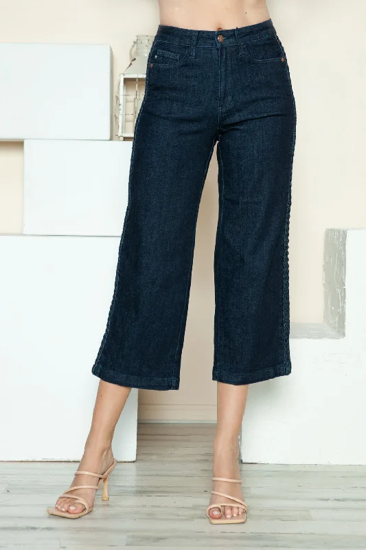 Judy Blue Full Size Side Seam Braid Detail Crop Wide Leg Jeans Cozy Women's Sherpa - lined Judy Blue Full Size Side Seam Braid Detail Crop Wide Leg Jeans Cozy Women's Sherpa - lined