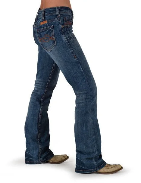 Cowgirl Tuff Womens Earth Shattered Medium Wash Cotton Blend Jeans Refined Women's 