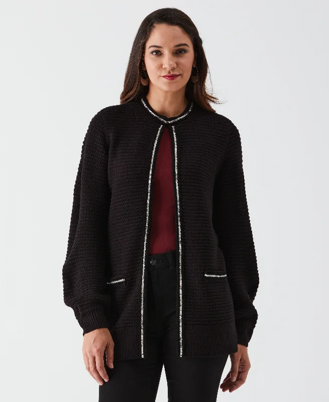 Rhinestone Trim Cardigan Sporty Women's Athleisure 