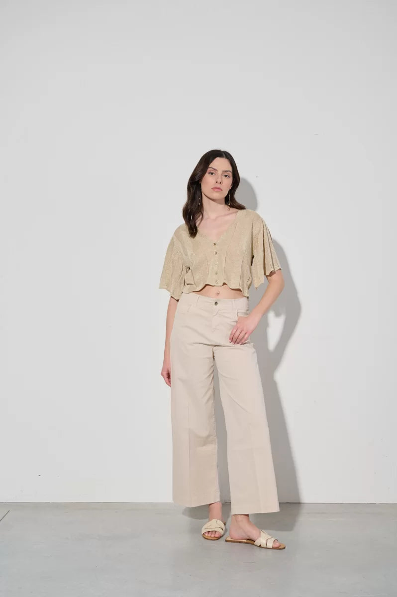 KAOS Gold Lurex V Neck Cardigan Traditional Women's 