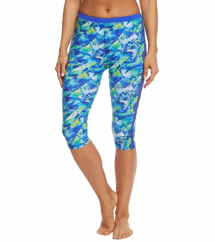 Women's Capri Swim Leggings In Pacific Blue Confident Women's High - fashion