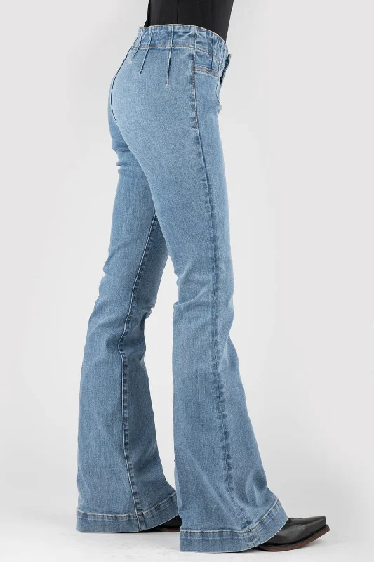 Stetson Womens 921 High Waist Darts Blue Cotton Blend Jeans Scandinavian
