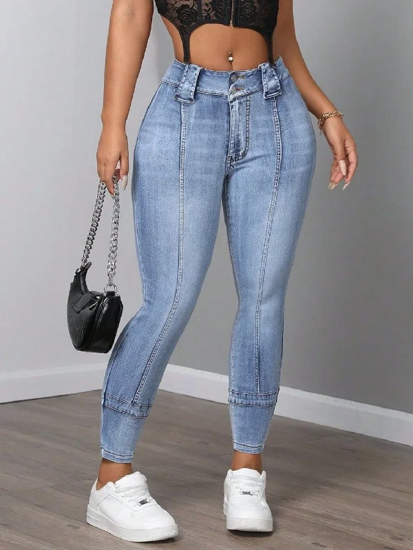 Mid Rise Skinny Jeans with Pockets Gym