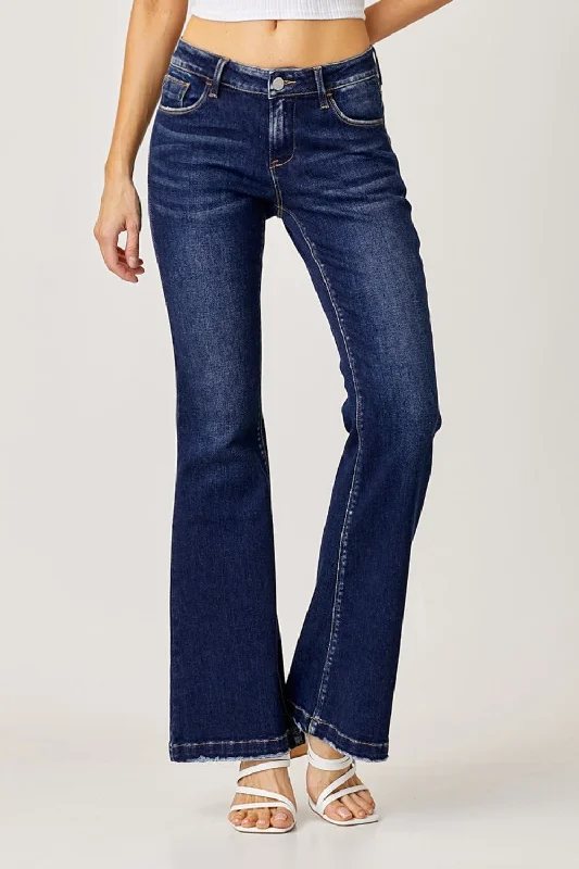 RISEN Full Size Low Rise Flare Jeans Dynamic Women's Moto