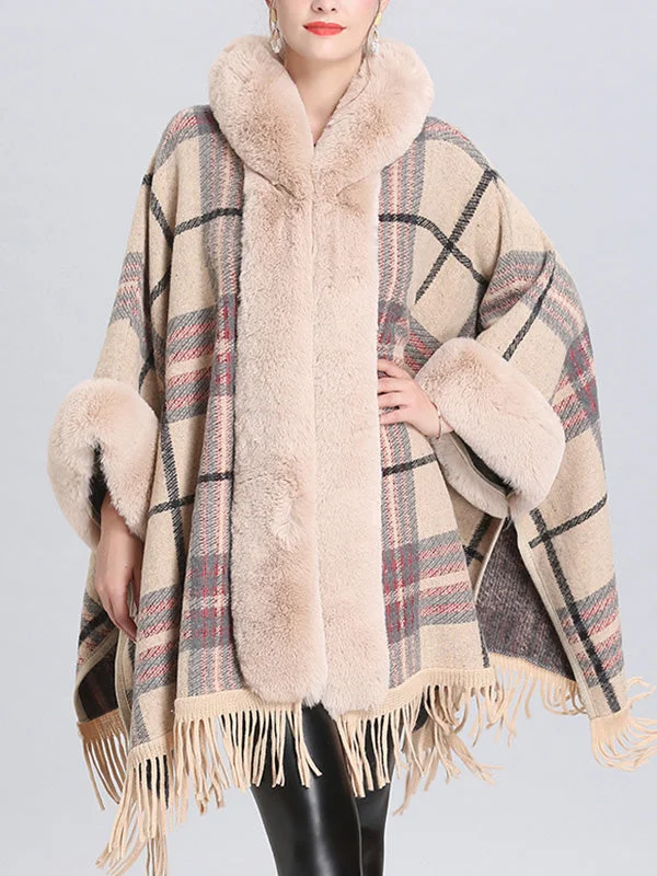 Extravagant Tassel Border Flully Neck Cape Cardigan Casual Women's Japanese 