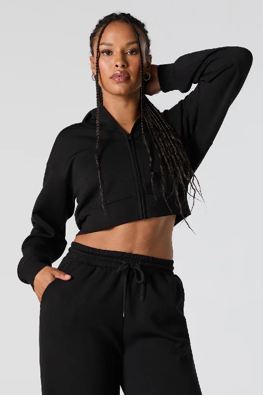 Active Zip-Up Cropped Fleece Hoodie Country
