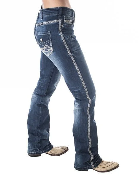 Cowgirl Tuff Womens Rusty ZigZag Dark Wash Cotton Blend Jeans Trendy Women's Oversized Cowgirl Tuff Womens Rusty ZigZag Dark Wash Cotton Blend Jeans Trendy Women's Oversized