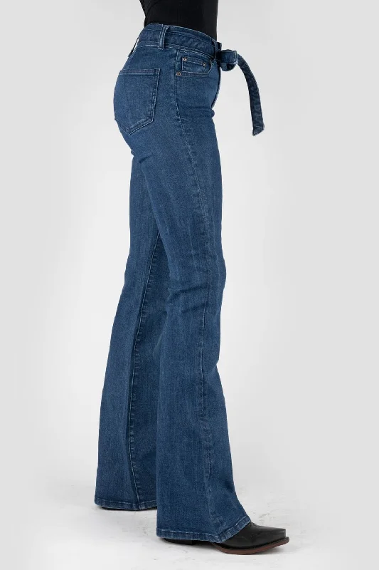 Stetson Womens 921 High Waist Plain Blue Cotton Blend Jeans Traditional Women's 