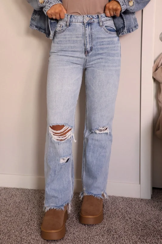 Light Wash 90s Vintage Distressed Flare Jeans Disco