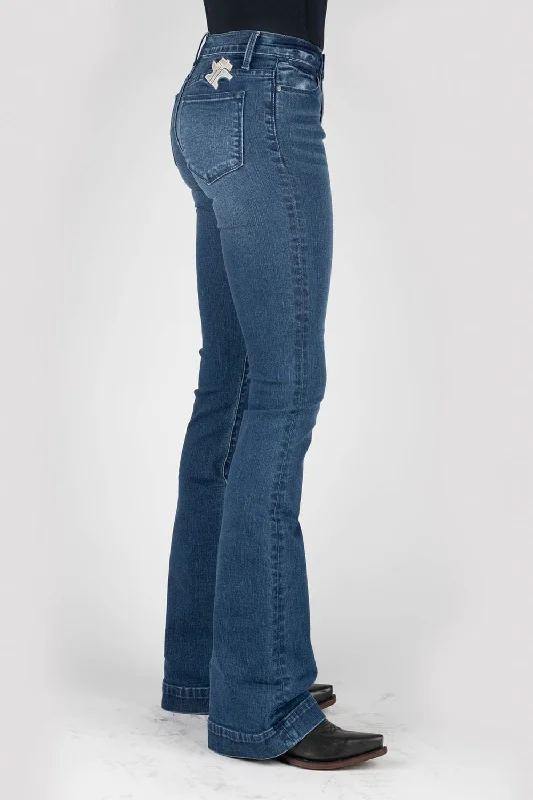 Tin Haul Womens 595 Libby Fit Blue Cotton Blend Jeans Refined Women's Velvet