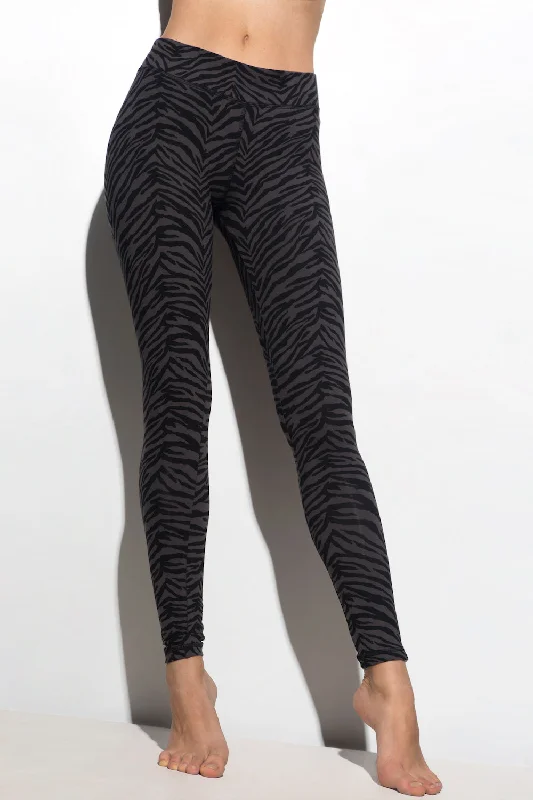 Zebra Leggings - Black Grey Traditional Women's Wool