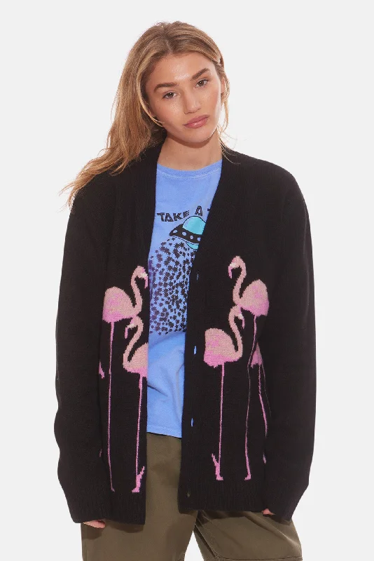 Women's Flamingo Cardigan Black Elegant Women's 