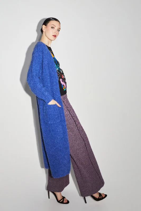 Imprevu Blue Bouclette Cardigan Relaxed Women's Beachy