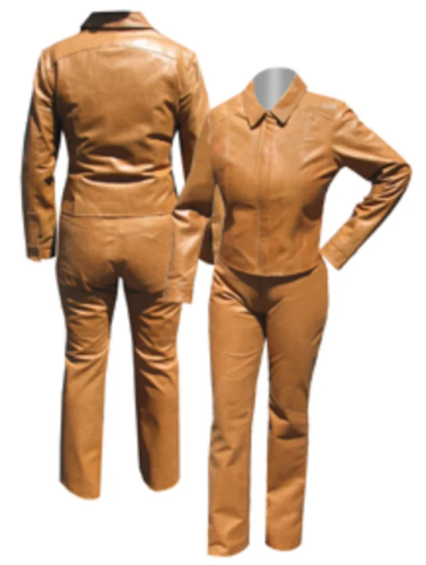 Scully Womens Saddle Tan Leather Formal Pants Monochromatic All - in - one
