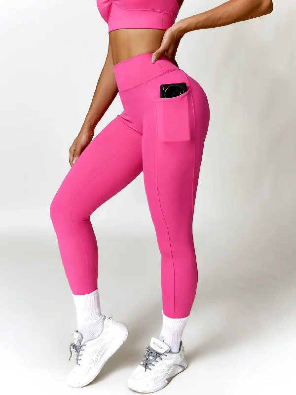 Ruched Pocketed High Waist Active Leggings Rugged Women's Outdoor 