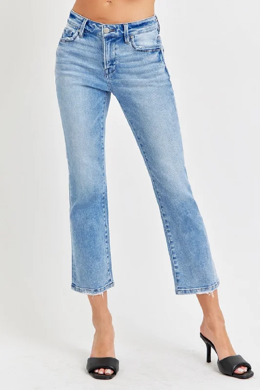 RISEN Full Size Low Rise Crop Slim Straight Jeans Country