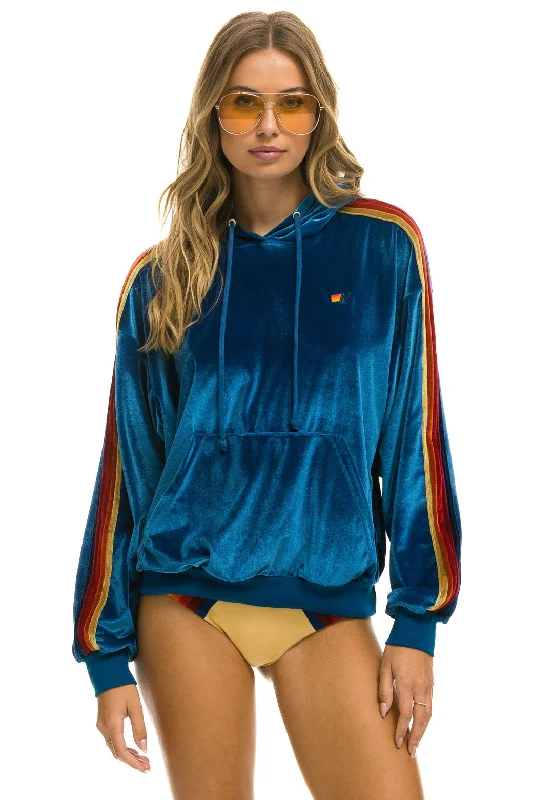 CLASSIC VELVET RELAXED PULLOVER HOODIE - VINTAGE BLUE Earthy Women's Hemp - based
