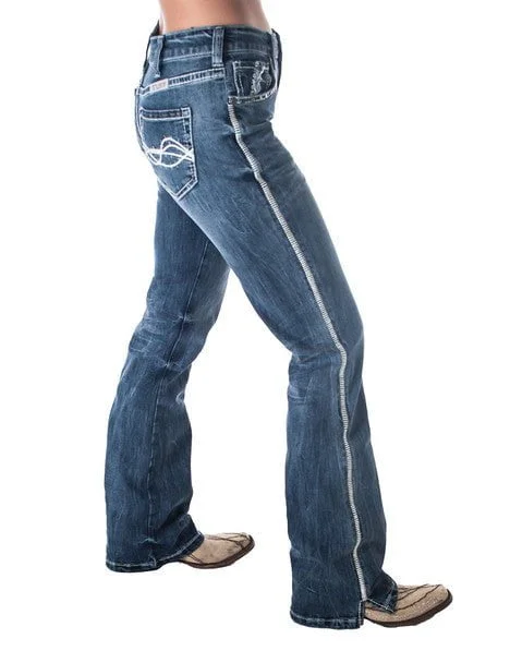 Cowgirl Tuff Womens Lightning Medium Wash Cotton Blend Jeans Monochromatic Office Style Cowgirl Tuff Womens Lightning Medium Wash Cotton Blend Jeans Monochromatic Office Style