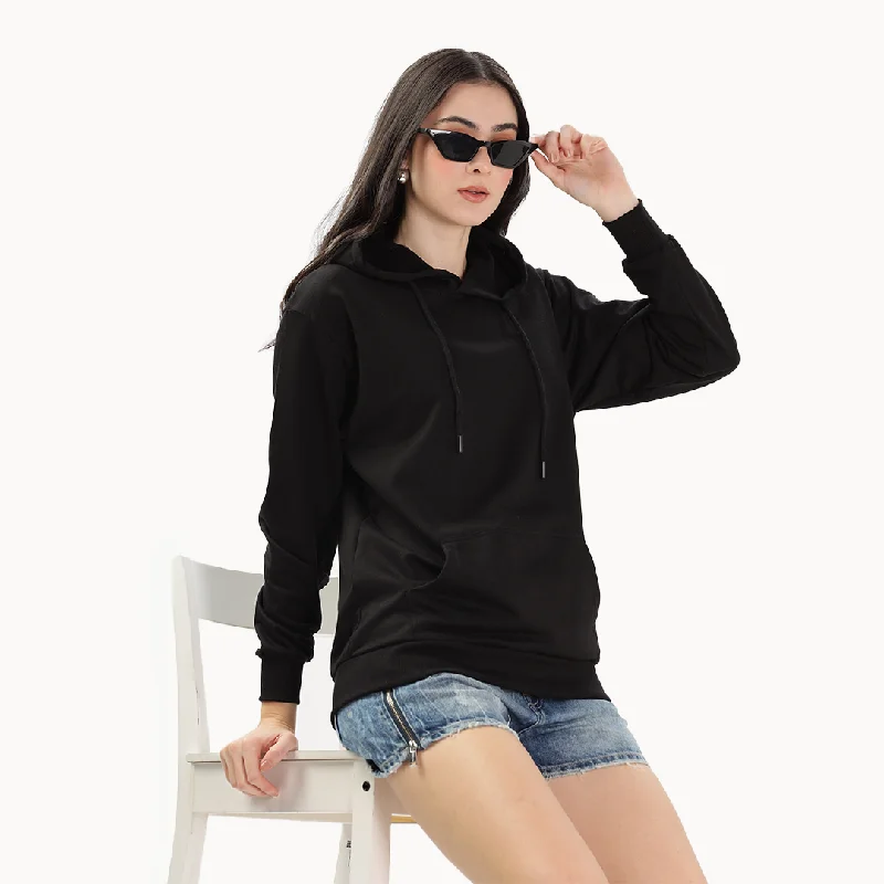 Fully Solid - Black Hoodie Artistic Women's Hand - painted
