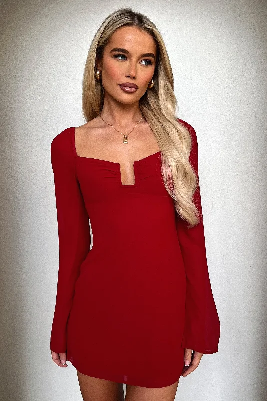 Charisma Dress - Red Sleek Women's Metallic