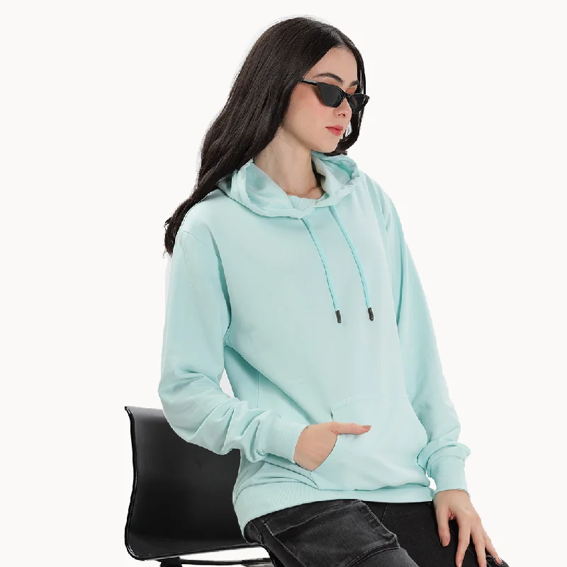 Mint Blue Hoodie - Fully Solid Refined Women's Velvet