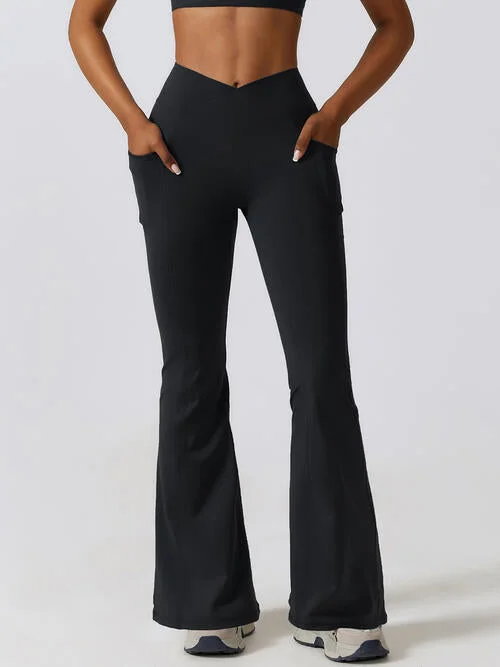 Flare Leg Active Pants with Pockets Modern Women's 